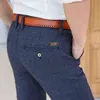 Men's Slim Casual Pants Fashion Business Stretch Trousers Male Brand Plaid Pant Black Blue 211112