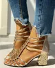 Kvinna Sandaler Skor Sandalias Mujer 2021 Summer Style Wedges Pumps Höga klackar Slip On Bling Mode Gladiator Kvinnor