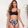 ZL0502 sexy multicolor geprinte hoge taille geplooide bikini split zwempak dame driepunts badmode vrouwelijk biquini meisje zomer zwempak lingerie