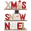 Kerstversiering voor huis houten brief Santa Claus Ornamenten Xmas Home Diner Party Tafel Decor Navidad Nieuwjaar