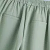 Frauen Mode Hellgrüne Hose Casual Lange Hosen Hohe Taille Jogger Vintage Breite Bein Hosen Für Anzüge 210521
