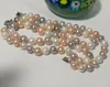 8-9mm Mixed Colors Natural Pearl Beaded Necklace+ Bracelet 925 Silver Clasp Women's Gift Jewelry