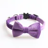 Moda Solid Color Pet Cat Bell Collar Velvet Bow Cats Collars Puppy Supplies