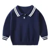 Enfants garçons pulls couleur bloc pull mode rabattu à manches longues enfants tricots automne vêtements d'extérieur enfant en bas âge vêtements tricotés Y1024