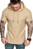 Herr t shirt rynka raglan kort ärm huva toppskjortor manlig armé t-shirt casual sport hoody topp tees militär tshirts hip hop underhirt streetwear teeshirts