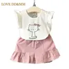 Love ddmm girls setse наборы летний милый цветок хлопок с коротким рукавом футболки футболки с коротким рукавом для детей одежда одежда костюм 210715
