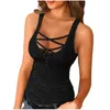 Sexy Women Top And Bloues Cross Summer SleevelShirts Button Down Camis Canotte camicetta donna 2021 nero bianco Gary X0507