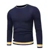 de algodón alta calidad marca para hombre manga larga jerseys cuello redondo punto casual Tops ropa 210918