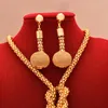 Collier de boucles d'oreilles 24k Ensembles de bijoux en plaque d'or africain pour femmes anneau de perle Dubaï Cadeaux de mariée