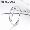 Cluster Rings HEYLUOKE 100% Real Pin Shape Hollow Carved Adjustable Punk Young Ring Fine Jewelry For Women Love