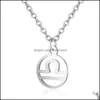 Pendant Necklaces & Pendants Jewelry Stainless Steel Zodiac Sign For Women Men 12 Constellation Chains Personalized Fashion Gift Drop Delive