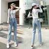 Vintage High Waist Tassel Jeans Plus Storlek Straight Leg Streetwear Spring Boyfriend Ankle Women Pants 210428