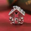 100% 925 Sterling Silver Metal Gingerbread House Christmas & Red Enamel Charm Bead Fits European Pandora Jewelry Charm Bracelets