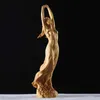 23cm Wood Chinese Style Beauty Female Statue Sculpture Art Handmade Boxwood Carving Fairy Miniature Decoration Crafts 211108