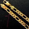Necklace Chain Real 18 k Yellow G/F Gold Solid Fine Stamep 585 Hallmarked Men's Figaro Bling Link 600mm 8mm