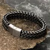 Rostfritt stålkedja Män Armband Punk Handtillbehör Magnetisk Clasp Vintage Wristband Male Smycken Partihandel Julklappar 211124