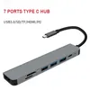 7 I 1 Typ C Hub USB C Dock Station för MacBook Pro XPS 13 SureFace Pro för MacBook Pro Air Chromebook Pixel HP XPS Hög kvalitet