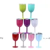 Renkli Şampanya Cam 10oz Şarap Tumbler Paslanmaz Çelik Kadehi Çift Duvarlı Vakum Yalıtımlı Kırılmaz Kupası Drinkware LLB12440