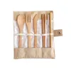 Ensemble de vaisselle en bois cuillère à café en bambou fourchette couteau à soupe paille restauration couverts ensemble avec sac en tissu cuisine cuisson bébé alimentation outils ZZA1148