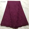 5Yards/Lot Fashionable Deep purple African Cotton Fabric Embroidery Match Crystal Swiss Voile Dry Lace For Dressing PL12109