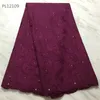 5 yards / lot Moda Derin Mor Afrika Pamuk Kumaş Nakış Maç Kristal Swiss Vual Kuru Dantel Soyunma PL12109