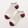 Men's Socks 5 Pairs Of Cotton Spring Solid Color Double Needle Vertical Bar Breathable Elastic Business Comfort Men
