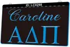 LC0298 Caroline Alpha Delta Pi Light Sign Gravação 3D