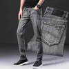 Klassieke heren jeans Hoge kwaliteit zakelijke casual elastische denim broek Mannelijke merk grijze broek 210716