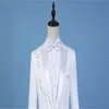 Blazer hommes costume de marié ensemble avec pantalons cérémonies broderie blanche costumes de mariage pour hommes costume chanteur vêtements de scène robe formelle X0909