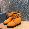 Doublé Nylon tissu bottes femmes botte luxe plate-forme designer prad noir court mode cheville motard australie hiver neige baskets