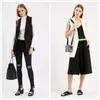 Junelove Blazer Casual Vest Waistcoat Women Stand Collar Long Suit Female Jacket Black Pockets Office Lady Work 210909