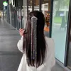 Shine full rhinestone hairpins hår tillbehör för kvinnor bijoux lång tofs kristall bröllop bankett smycken