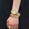 Hip Hop Bling Iced Out Zegarek Ze Stali Nierdzewnej Luksusowa Data Quartz Wodoodporne zegarki dla Mężczyzn Rapper Jewelry Drop