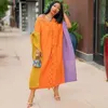 Ethnic Clothing Creasing Elegent African Maxi Dresses For Women 2023 Autumn Summer Style V-neck Plus Size Long Dress
