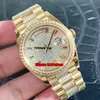 Wysokiej jakości zegarki TW 36mm Day-Date Diamond Rainbow ETA2836 Automatyczne męskie Zegarek damski 128348 Pavé Diamonds Dial 18k Gold Bransoletki Damki Gentwatches