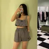 Women's Tanks & Camis 2021 Crystal Mesh Fabric Summer Sundresses Top Amazing Iron-on Diamonds Vest Crop Gothic Clothes Silk Lining Strap