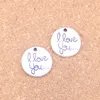 28pcs Antique Silver Bronze Plated circle plates I love you Charms Pendant DIY Necklace Bracelet Bangle Findings 20mm