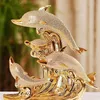 Europeiskt bröllop dekorerade hantverk keramiska kreativa rum dekoration hantverk guld delfiner häst dekorationer 210924