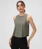 L-13 Yoga Tanque de Manga Curta Tops Loose Fit Malha Back Plissado Enrugado Roupa Sem Mangas Vest Ginásio Roupas Mulheres Blusa Mulheres Correndo Fitness Top Camisa