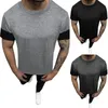 Men's T-Shirts Men O-Neck T-Shirt Color Block Round Neck Short Raglan Sleeve Patchwork Casual Sports Tee Top