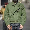 Maden Army Green Retro Jacke Misplaced Oblique Buckle Swedish Motorcycle Herren AMEKAJI Cotton Washed Water Oversize 211214