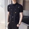 メンズ半袖シャツ2022夏のファッショントレンド韓国のトップカテゴリ白ジュディマーセル化された男性ポロス