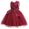 Großhandel Frühling Blumenmädchen ärmelloses Partykleid Prinzessin Applikation Hochzeit Kinder Kleidung E5150 210610