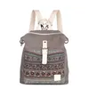 Woman Canvas Backpack High-Quality Ethnic Style Flower Embroidery Girl School Bag Fashion Simple Lady Travel Bag Women Bags 210922