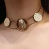 Gargantillas de tótems egipcios geométricos de moda Vintage, collares de moda para mujer, cadenas de eslabones de plata y oro cortas para mujer