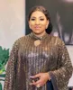 Gold Sequined African Women's Large Size Dress Muslim Abaya Spring 2021 Fashion Long Sleeve Clothing Vestidos Ethnic246o