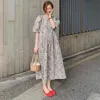 French Style Vintage Half Puff Sleeve Floral Printed Dress Women Spring Summer Girl Tender Elegant Dresses Vestidos 14557 210521