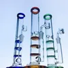 Bunte Wasserpfeifen, Wasserpfeifen, berauschende Bongs, Becherglas, dreifache Wabenstruktur, 10-Zoll-Öl-Dab-Rigs, 14-mm-Innengewinde, dickes 4-mm-Farbglaskammer-Mundstück mit Schüssel WP525