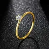 18k Anel de Ouro Amarelo para Mulheres 0.2ct Teste passado D Diamante Solitaire Banda de Casamento Noiva 211014