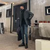 IEFB Mäns Early Spring Clothes Korean Fashion Tweed Blazer Trend Cool Casual Suit Mäns Tweed Coat Tjock kappa 210524